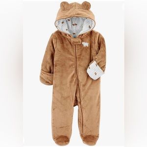 CARTER’S BROWN BEAR FLEECE FOOTED JUMPSUIT